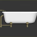 Classic White Freestanding Bathtub With Gold Metal Legs And Faucet Bathroom Furniture