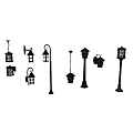 Assorted Decorative Lighting Fixture Set Featuring Pendant Wall and Post Lamps 3d model