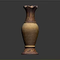 Elegant Ceramic Vase With Brown Red Hue Floral Petal Top And Decorative Patterns