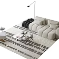 Modern Sofa Coffee Table Combination Coffee Table Carpet 3d model