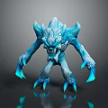 Fierce Blue Fantasy Game Movie Character With Icy Rock Textured Spikes And Sharp Claws