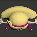 Cute Game Movie Character with Long Yellow Hair Green Dress Pink Stockings and Red Horns
