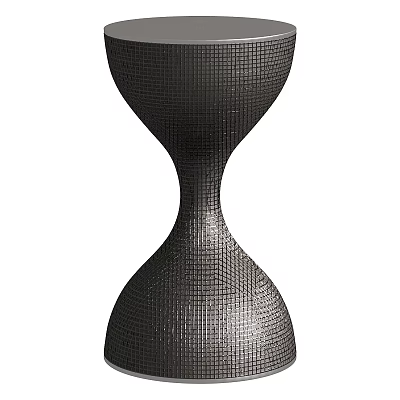 Black Hourglass Shaped Side Table With Textured Mesh Design For Modern Home Decor 3d model