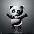 3D Cartoon Panda Character With Open Arms and Smiling Face on Gray Background