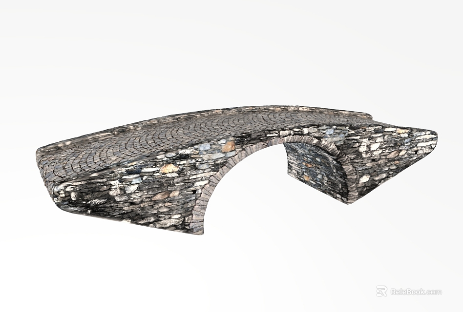 Curved Stone Bridge With Natural Texture And Rustic Design Elements 3d model 