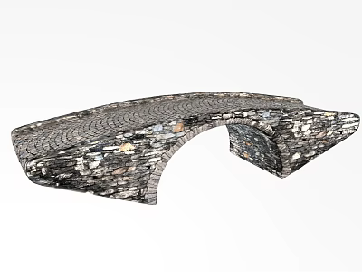 Curved Stone Bridge With Natural Texture And Rustic Design Elements 3d model