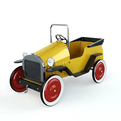 Yellow Vintage Style Kids Electric Toy Car with Red Wheels 3d model Yellow Vintage Style Kids Electric Toy Car with Red Wheels 3d model