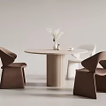 Modern Dining Table and Chair Combination Round Dining Table and Chair 3d model