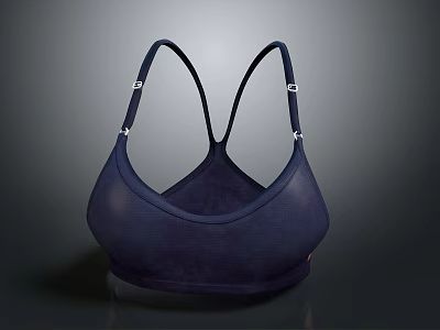 Comfortable Dark Blue Sports Bra With Crisscross Straps And Metal Clasps For Everyday Use 3d model