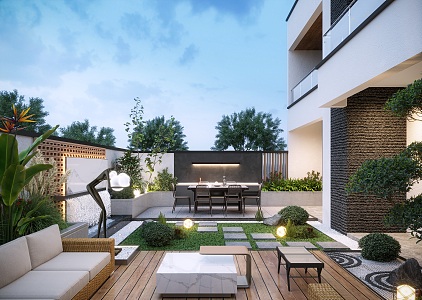 Modern courtyard landscape 3d model