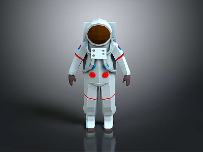 Low Poly Astronaut 3D Model Featuring White Spacesuit Red Blue Accents And Transparent Helmet 3d model