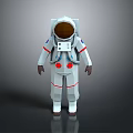 Low Poly Astronaut 3D Model Featuring White Spacesuit Red Blue Accents And Transparent Helmet