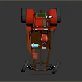 Red Off-Road Race Car Roll Cage Frame With Steering Wheel Bucket Seat And Wheels