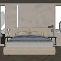 Modern Double Bed Bedroom Interior With Neutral Headboard Pillows Duvet And Nightstand Lamps