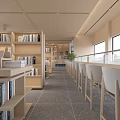 Book Art In Bright Library Space With Shelves And Chairs