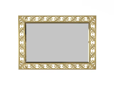 Decorative Wall Mirror With Intricate Golden Frame And Ornate Carvings 3d model