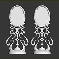 Pair of Silver Decorative Mirrors as Furniture with Elegant Ornate Base Design
