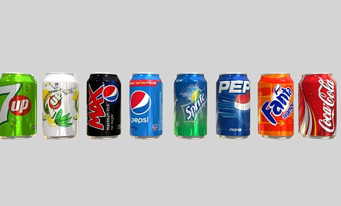 Modern Drink Pepsi Sprite Fanta Coca-Cola Soda Can 3d model