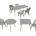 Modern Simple Meeting Tables And Chairs Featuring Rectangular Round Shapes Light Gray Brown Colors 3d model