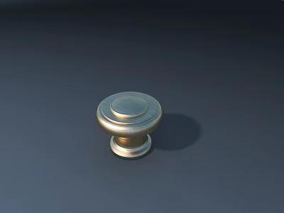 Golden Round Metal Cabinet Knob On Dark Background With Smooth Surface 3d model