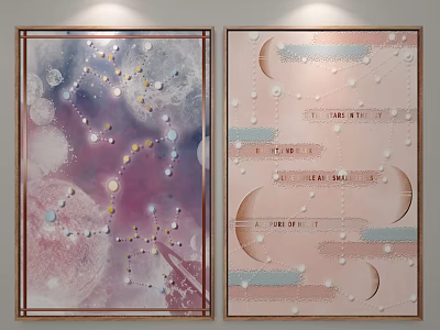 Two Decorative Abstract Wall Paintings With Soft Hues And Geometric Patterns 3d model