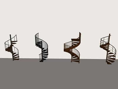 Various Spiral Staircase Styles With Curved Railings And Steps For Home Interiors 3d model