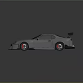 Silver Sports Car With Racing Rear Spoiler And Sporty Black Wheels Design