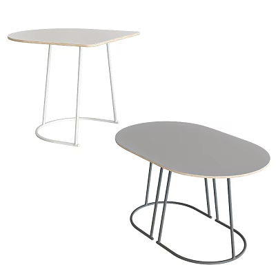 Modern Minimalist Dining Tables With Light And Gray Tops And Metal Leg Structures 3d model