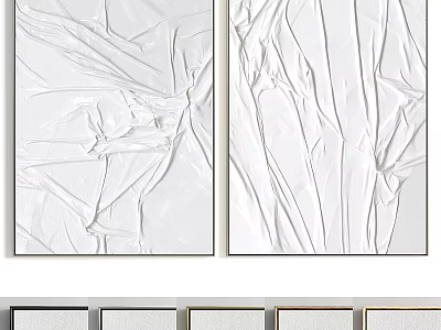 Modern White Textured Frames With Folded Design Two Panel Wall Art Decor 3d model