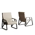 Two Stylish Accent Chairs with Beige Fabric Upholstery and Black Metal Frame Modern Design