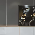 Modern Bedroom Accent Wall With Gray Panels Gold Trim And Artwork