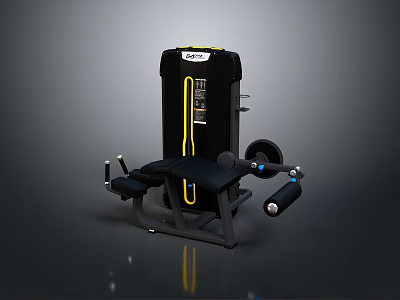 Home Fitness Equipment Black Multi functional Trainer With Yellow Cables Adjustable Seat And Weight Plates 3d model