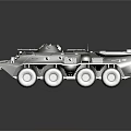 Armored Military Vehicle Featuring Six Wheel Drive Gray Armored Structure And Roof Mounted Equipment