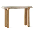 Modern Long Wooden Bench With Oak Legs And Stone Top Simple Design