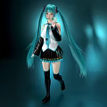 Turquoise Haired Game Movie Character With Pigtails Headphones And Peace Sign Gesture