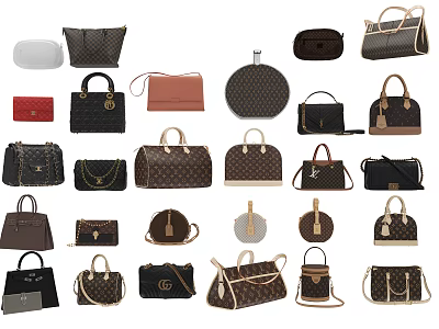 Fashionable Women's Bags Collection With Various Styles Different Colors Tote Shoulder And Clutch 3d model