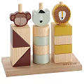 Wooden Building Blocks Train Set With Animal Characters And Colorful Blocks For Kids