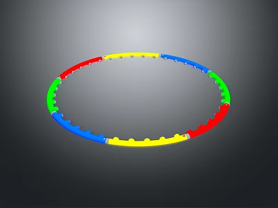 Colorful Segmented Hula Hoop With Red Yellow Blue Green Parts For Home Fitness 3d model