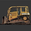 Yellow Bulldozer Model With Tracks Blade On Red Mat Dark Background 3d model