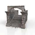 Ancient Stone Architecture Featuring Structural Archway Staircase Detailed Columns And Textured Walls