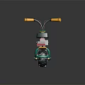 Colorful Children's Toy Motorcycle With Black Seat Yellow Wheels Red Engine And Green Frame