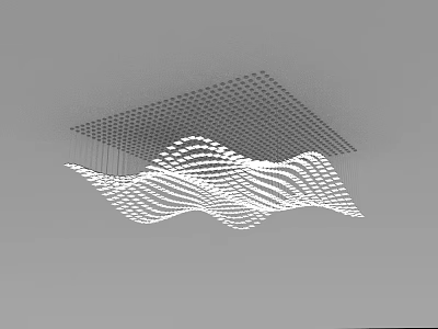 Modern Contemporary Ceiling Mounted Chandelier With Wavy White Lines And Square Grid Geometric Design 3d model
