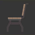 Simple Wooden Bench With Slatted Backrest Seat And Sturdy Metal Legs For Furniture