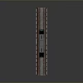 Rusty Metal Truss Bridge With Black Moving Train And Gray Background