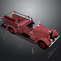 Vintage Red Fire Truck with Ladder Water Tank and Classic Structure