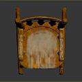 Traditional Wooden Rocking Chair In Orange With Curved Armrests And Slatted Backrest