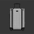 Silver Modern Suitcase With Blue Trim And Rolling Wheels For Travel