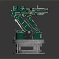Green Mechanical Arm Weapon System With Rotating Base And Metallic Structure