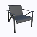 Modern Gray Leisure Chair with Black Metal Frame Armrests and Sleek Design