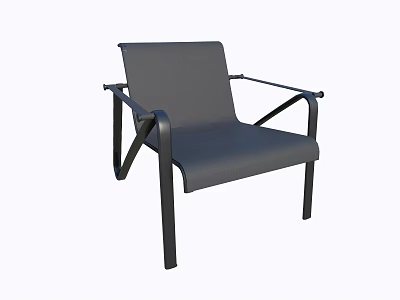 Modern Gray Leisure Chair with Black Metal Frame Armrests and Sleek Design 3d model